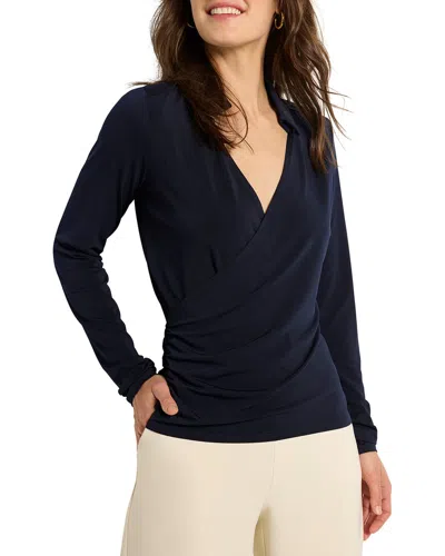 Nic + Zoe Collared Wrap Top In Dark Indigo