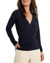 Nic + Zoe Collared Wrap Top In Dark Indigo