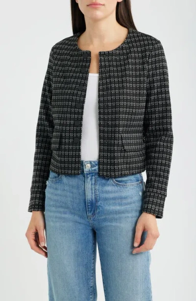 Nic + Zoe Nic+zoe Collarless Jacquard Knit Jacket In Multi