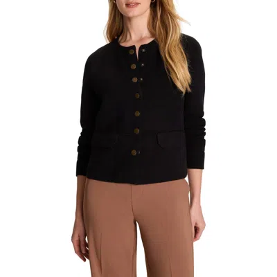 Nic + Zoe Nic+zoe Collarless Knit Jacket In Black