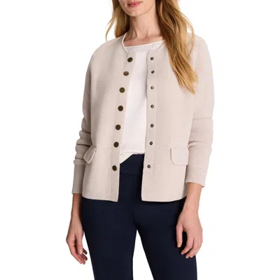 Nic + Zoe Nic+zoe Collarless Knit Jacket In Neutral