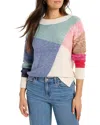 Nic + Zoe Nic+zoe Color Crossing Colorblock Cotton Blend Sweater In Blue Multi