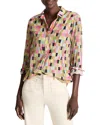 Nic + Zoe Nic+zoe Colorfield Crinkle Button-up Shirt In Green Multi