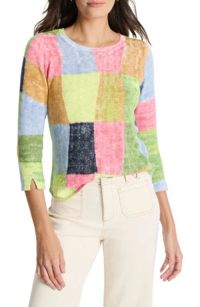 Nic + Zoe Nic+zoe Petites Colorfield Sweater In Green Multi