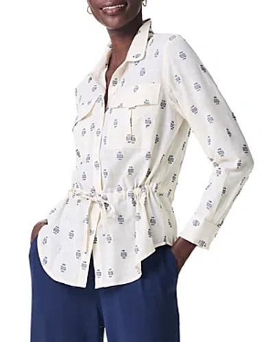 Nic + Zoe Constellation Drawstring Waist Shirt Jacket In Cream Multi