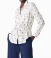 Nic + Zoe Constellation Drawstring Waist Shirt Jacket In Beige