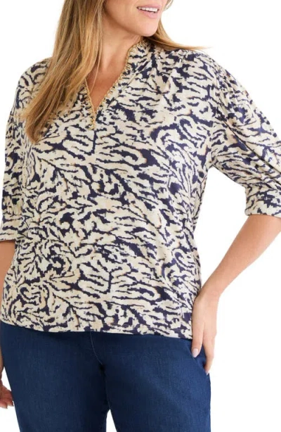 Nic + Zoe Nic+zoe Contrast Print Top In Multi