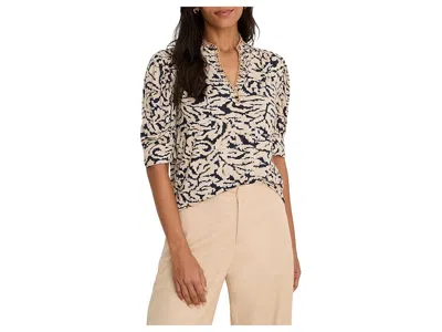 Nic + Zoe Contrast Swirl Top In Multi