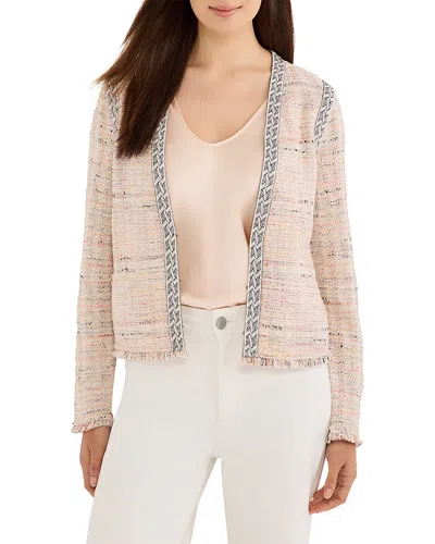 Nic + Zoe Nic+zoe Contrast Trim Knit Jacket In Nude