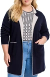 Nic + Zoe Nic+zoe Cool Night Reversible Knit Blazer In Dark Indigo