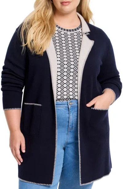 Nic + Zoe Nic+zoe Cool Night Reversible Knit Blazer In Dark Indigo