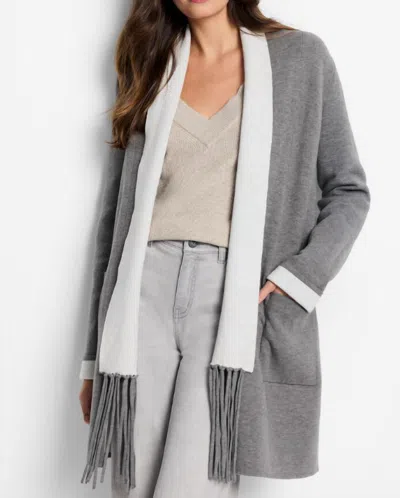 Nic + Zoe Cool Nights Reversible Fringe Jacket In Nickel
