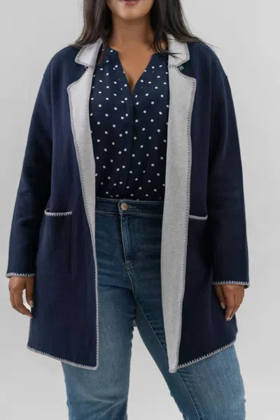 Nic + Zoe Cool Nights Reversible Knit Jacket - Plus In Dark Indigo In Blue