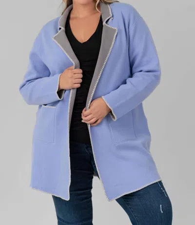 Nic + Zoe Cool Nights Reversible Knit Jacket - Plus In Hyacinth In Blue