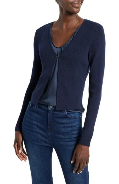 Nic + Zoe Nic+zoe Cool Nights Rib Cardigan In Dark Indigo