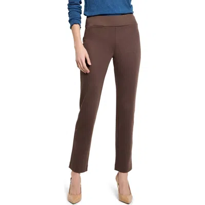 Nic + Zoe Nic+zoe Copley Pull-on Straight Leg Ponte Pants In Brown