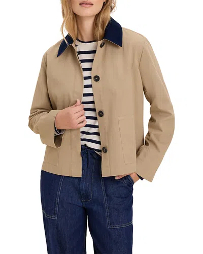 Nic + Zoe Nic+zoe Cord Collar Twill Jacket In Brown