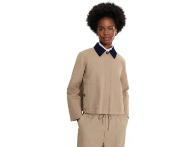 Nic + Zoe Cord Collar Twill Jacket Women's Jacket Chinchilla Beige: Sm, Cotton In Neutral