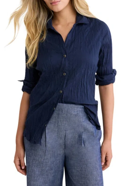 Nic + Zoe Nic+zoe Core Cotton Long Sleeve Button-up Shirt In Blue