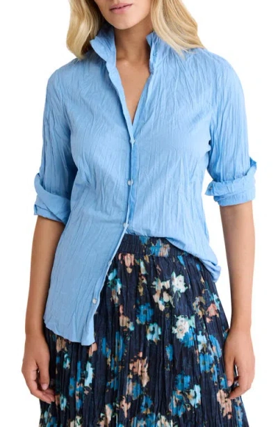 Nic + Zoe Nic+zoe Core Cotton Long Sleeve Button-up Shirt In Blue