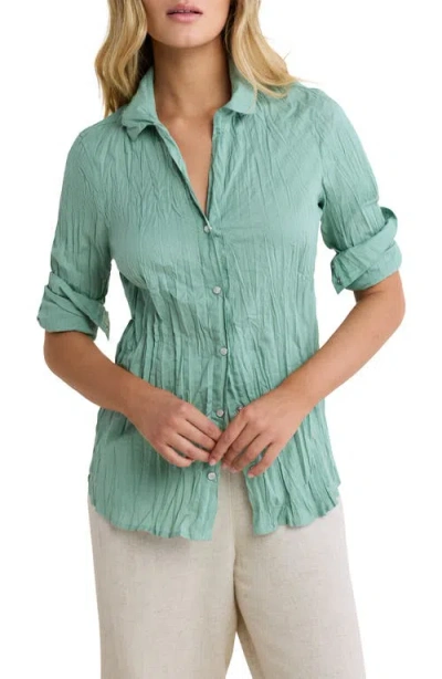 Nic + Zoe Nic+zoe Core Cotton Long Sleeve Button-up Shirt In Green