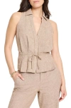 Nic + Zoe Nic+zoe Cotton & Linen Drawstring Vest In Brown Mix