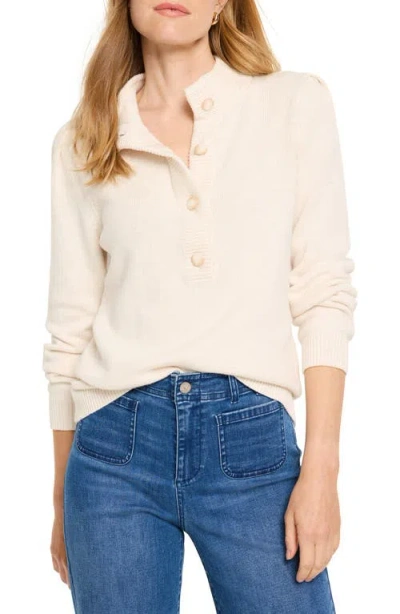Nic + Zoe Nic+zoe Cotton Blend Henley Sweater In Classic Cream