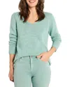 Nic + Zoe Cotton Cord Soft V-neck Sweater In Aquifer
