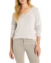 Nic + Zoe Cotton Cord Soft V-neck Sweater In Cobblestone