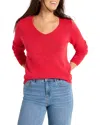 Nic + Zoe Cotton Cord Soft V-neck Sweater In Haute Red
