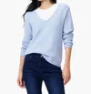 Nic + Zoe Cotton Cord Soft V-neck Sweater In Powder Blue In Blue