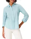 Nic + Zoe Girlfriend Crinkle Cotton Button-up Shirt In Blue
