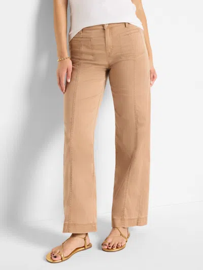 Nic + Zoe Cotton Sateen Wide Leg Pants In Burro