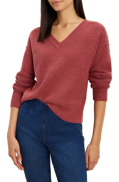 Nic + Zoe Nic+zoe Cozy Cottage V-neck Sweater In Brown
