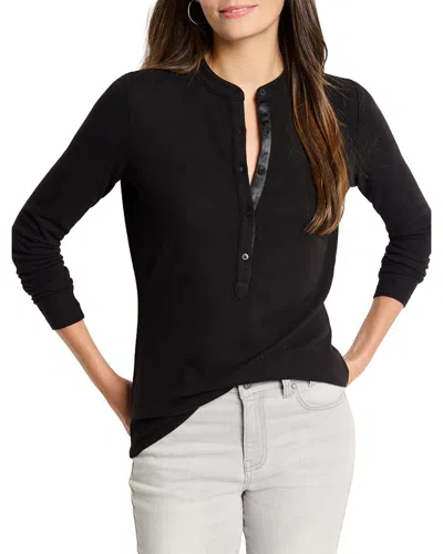 Nic + Zoe Cozy Long Sleeve Henley In Black