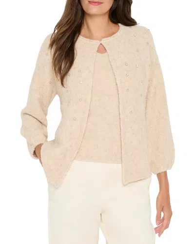 Nic + Zoe Nic+zoe Cozy Lurex Nep Cardigan In Tan