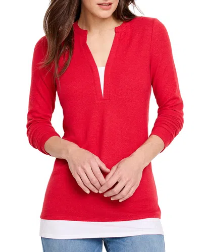 Nic + Zoe Nic+zoe Cozy Mix Media Layer Top In Red
