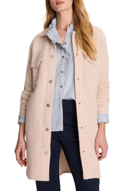 Nic + Zoe Nic+zoe Cozy Twill Jacquard Knit Shirt Jacket In Neutral