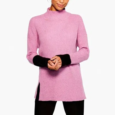 Nic + Zoe Cozy Up Textured Turtleneck Sweater In Pink Multi