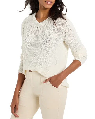 Nic + Zoe Nic+zoe Crimpy V-neck Sweater In Classic Cream