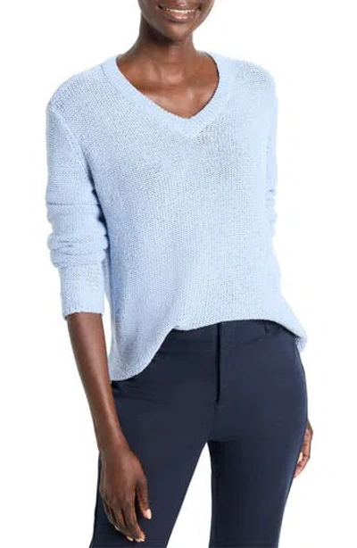 Nic + Zoe Nic+zoe Crimpy V-neck Sweater In Blue