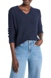 Nic + Zoe Nic+zoe Crimpy V-neck Sweater In Dark Indigo