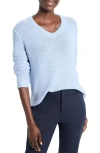Nic + Zoe Nic+zoe Crimpy V-neck Sweater In Powder Blue