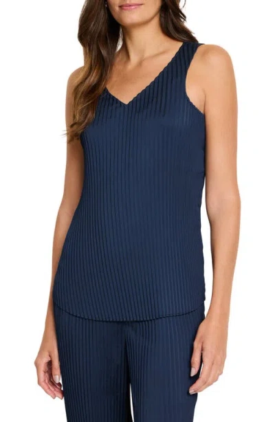 Nic + Zoe Nic+zoe Crinkle Crepe Pleated Tank In Dark Indigo