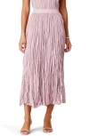 Nic + Zoe Nic+zoe Crinkle Crush Plissé Midi Skirt In Blushed Khaki