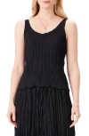 Nic + Zoe Crinkle Crush Plissé Tank In Black Onyx