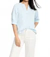 Nic + Zoe Crinkle Knit Cafe Top In Pale Sky In Blue