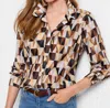 Nic + Zoe Nic+zoe Shadow Play Crinkle Button-up Shirt In Multi