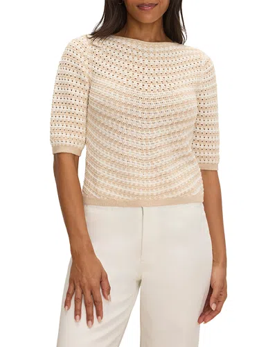 Nic + Zoe Nic+zoe Crochet Boat Neck Sweater In Orange