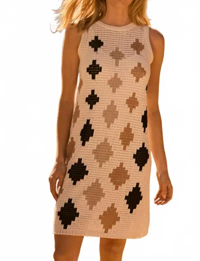 Nic + Zoe Crochet Diamond Dress In Neutral Multi In Brown